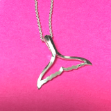 Wyland’s Silver Open Medium Whale Tail Pendant Necklace