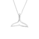 Wyland’s Silver Open Medium Whale Tail Pendant Necklace