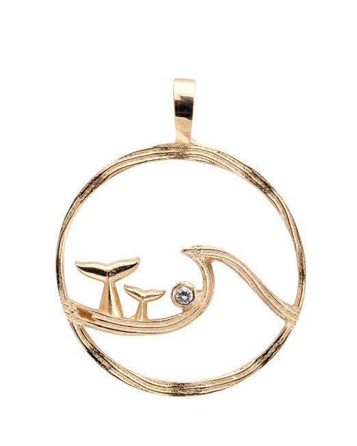 Whale tail wave pendant