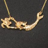 Wyland’s 14K Gold Mermaid + Mini Sea Turtle Necklace