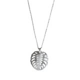 Matte Silver Grand Monstera Leaf Pendant Necklace