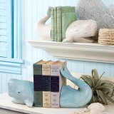 Mighty Whale Bookend Set – Choose Aqua or Alabaster