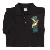 Wyland’s Luxury Soaring Sea Turtle Polo Shirt – Black Pique