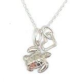 silver mini sea turtle necklace