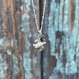 ‘Love in the Sea’ – Silver Mini Sea Turtle Necklace with Open Heart Charm