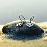 Sterling Silver Whale Tail Signet Dangling Disk Earrings