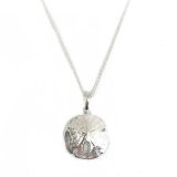 Sterling Silver Medium Sand Dollar Necklace – 18″ Silver Chain