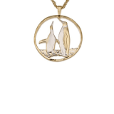 Exclusive Falkland Penguins Coin Necklace Rhodium & 14K Gold Plated