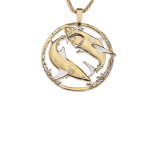 Australian Great White Sharks Coin Necklace Rhodium & 14K Gold Plated