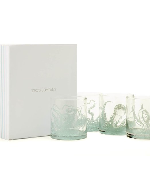 Double Old Fashion Glasses - Octopus Glasses Octopus Gifts
