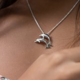 Sterling Silver Leaping Dolphin Buddies 18″ Necklace