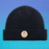 Black Cuff Beanie with Wyland’s Signature Palm Tree Patch