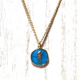 18K Gold-filled Enamel Sea Horse Charm with 10K Gold Chain Necklace