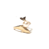 14K Dolphin Wrap Ring with 8mm Cultured Pearl – Choose Size 6, 7 or 8