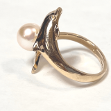 14K Dolphin Wrap Ring with 8mm Cultured Pearl – Choose Size 6, 7 or 8