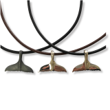 Leather Cord Necklace with Oxidized Retro Large Whale Tail