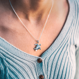 Wyland’s Sterling Silver Soaring Sea Turtle Necklace