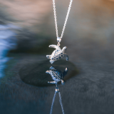 Wyland’s Sterling Silver Soaring Sea Turtle Necklace