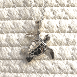 Wyland’s Sterling Silver Soaring Sea Turtle Necklace