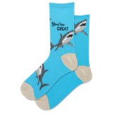 ‘You’re Great’ White Shark Socks – Contrast Heel & Toe – Women