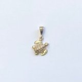 14K Gold Mini Sea Turtle Charm with 10 Tiny White Diamonds