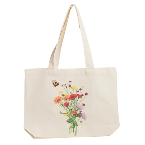 bee and flower tote