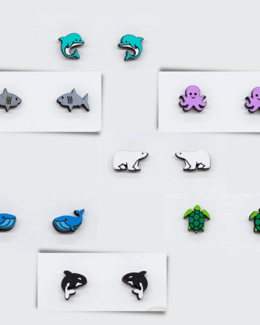 handmade carved wood earrings