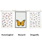 Printed Linen Tea Towels – Dragonflies, Monarch, or Hummingbirds