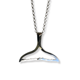 Wyland’s Silver Open Large Retro Whale Tail Pendant Necklace