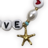 ‘Love’ Beaded Concert Bracelet with Bronze Star Fish Charm