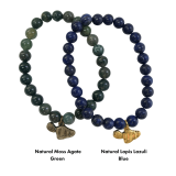 Maui Support Bracelet – Green Agate or Blue Lapis + Bronze Charm