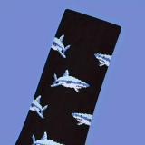 Black Socks + Blue Mako Shark Pattern – Contrast Heel & Toe – Men